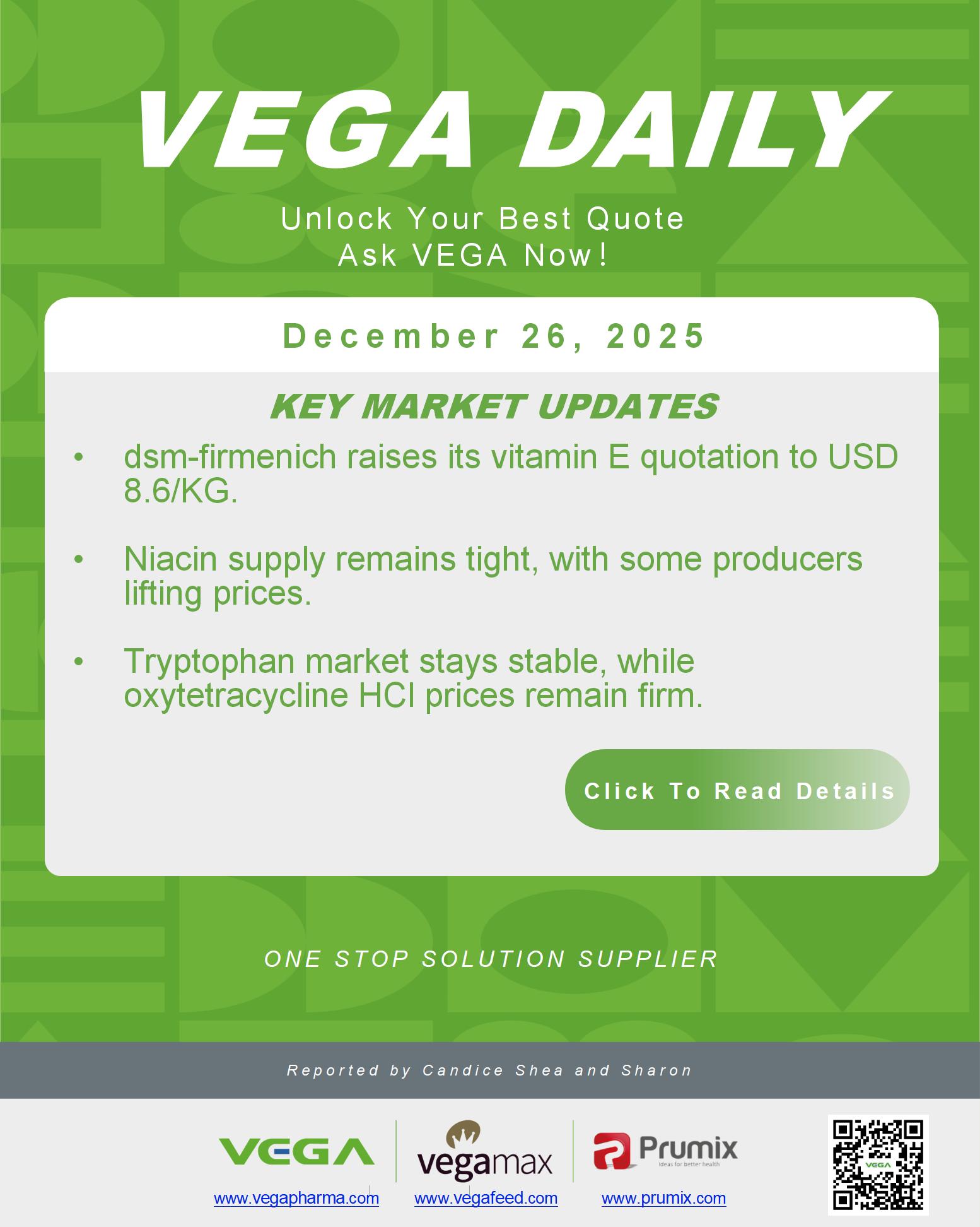 VEGA Daily Dated on December 26th 2025 Vitamin Amino Acid APl Food Additives.jpg